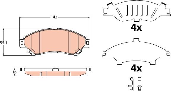 TRW GDB3633 - Тормозные колодки, дисковые, комплект autospares.lv