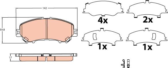 TRW GDB3622 - Тормозные колодки, дисковые, комплект autospares.lv