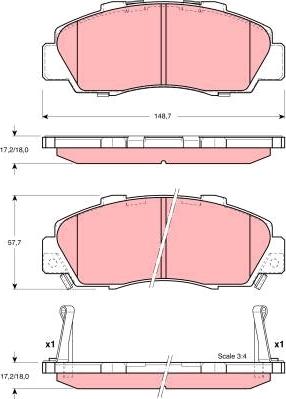 TRW GDB3196 - Тормозные колодки, дисковые, комплект autospares.lv