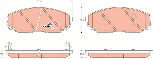 TRW GDB3343AT - Тормозные колодки, дисковые, комплект autospares.lv