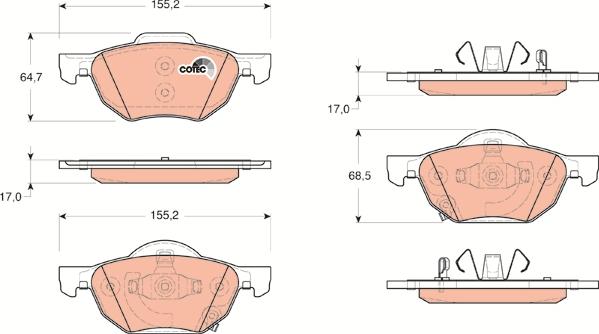 TRW GDB3355 - Тормозные колодки, дисковые, комплект autospares.lv