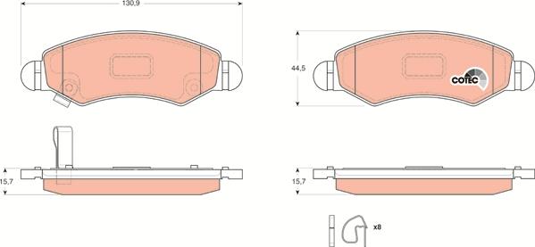 TRW GDB3363 - Тормозные колодки, дисковые, комплект autospares.lv