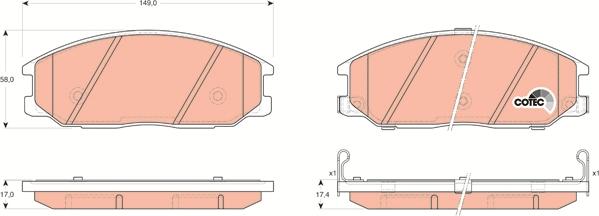 TRW GDB3297AT - Тормозные колодки, дисковые, комплект autospares.lv