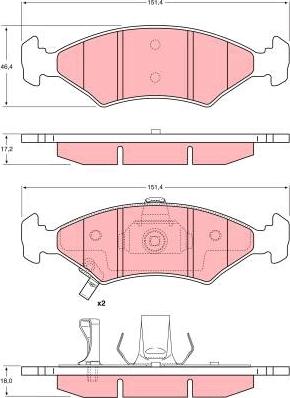 TRW GDB3224AT - Тормозные колодки, дисковые, комплект autospares.lv