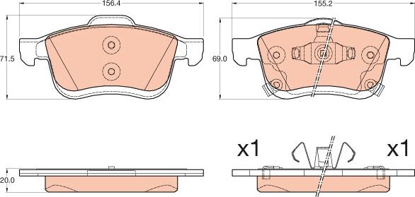 TRW GDB2060 - Тормозные колодки, дисковые, комплект autospares.lv