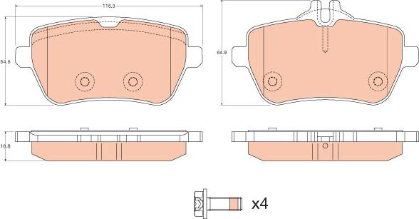 TRW GDB2014 - Тормозные колодки, дисковые, комплект autospares.lv