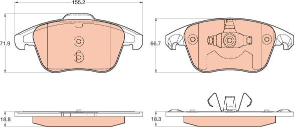 TRW GDB2025 - Тормозные колодки, дисковые, комплект autospares.lv