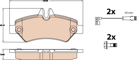 TRW GDB2076 - Тормозные колодки, дисковые, комплект autospares.lv