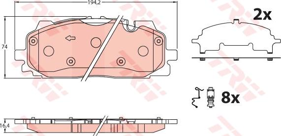 TRW GDB2190 - Тормозные колодки, дисковые, комплект autospares.lv