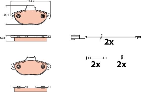 TRW GDB2141 - Тормозные колодки, дисковые, комплект autospares.lv