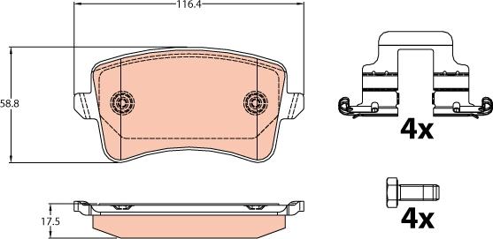 TRW GDB2107 - Тормозные колодки, дисковые, комплект autospares.lv