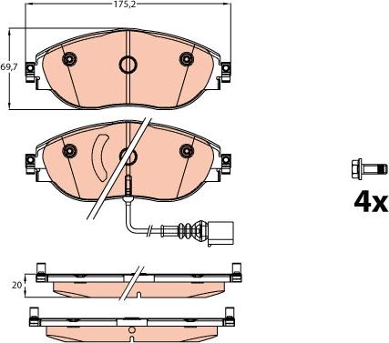 TRW GDB2114 - Тормозные колодки, дисковые, комплект autospares.lv