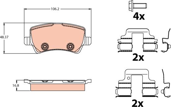 TRW GDB2125 - Тормозные колодки, дисковые, комплект autospares.lv