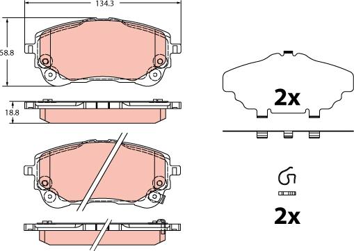 TRW GDB2349 - Тормозные колодки, дисковые, комплект autospares.lv