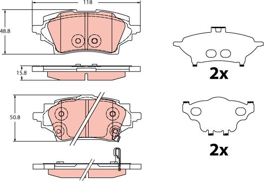 TRW GDB2344 - Тормозные колодки, дисковые, комплект autospares.lv