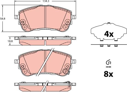 TRW GDB2345 - Тормозные колодки, дисковые, комплект autospares.lv