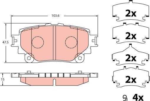 TRW GDB2343 - Тормозные колодки, дисковые, комплект autospares.lv