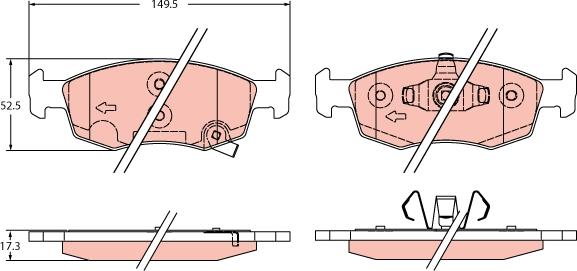 TRW GDB2350 - Тормозные колодки, дисковые, комплект autospares.lv