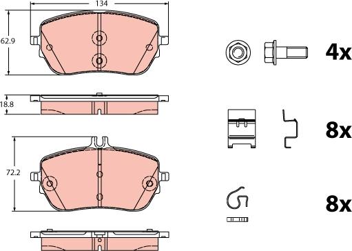 TRW GDB2330 - Тормозные колодки, дисковые, комплект autospares.lv