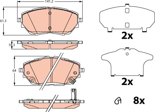 TRW GDB2290 - Тормозные колодки, дисковые, комплект autospares.lv