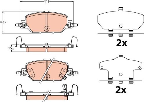 TRW GDB2217 - Тормозные колодки, дисковые, комплект autospares.lv