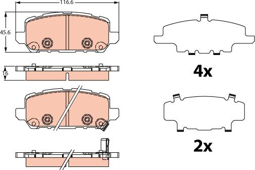 TRW GDB2279 - Тормозные колодки, дисковые, комплект autospares.lv