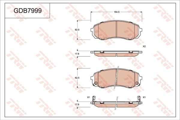 TRW GDB7999DT - Тормозные колодки, дисковые, комплект autospares.lv