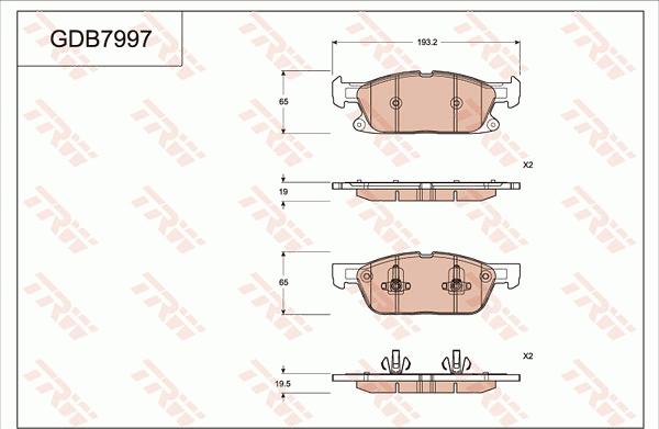 TRW GDB7997 - Тормозные колодки, дисковые, комплект autospares.lv