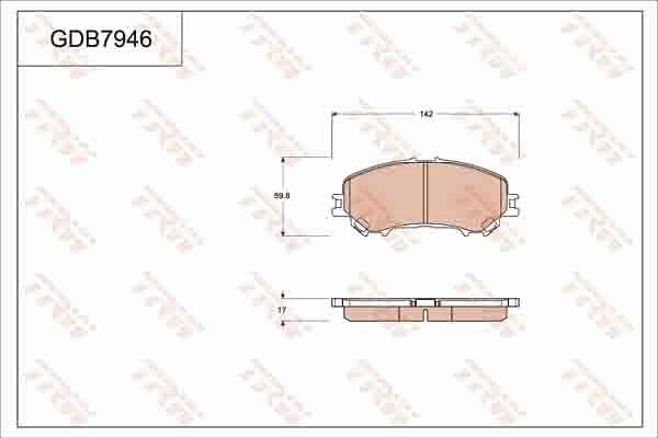 TRW GDB7946DT - Тормозные колодки, дисковые, комплект autospares.lv