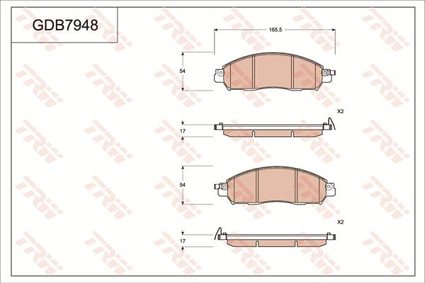 TRW GDB7948DT - Тормозные колодки, дисковые, комплект autospares.lv