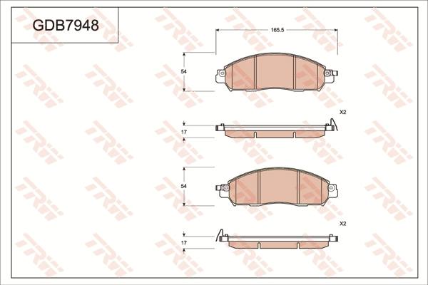 TRW GDB7948 - Тормозные колодки, дисковые, комплект autospares.lv