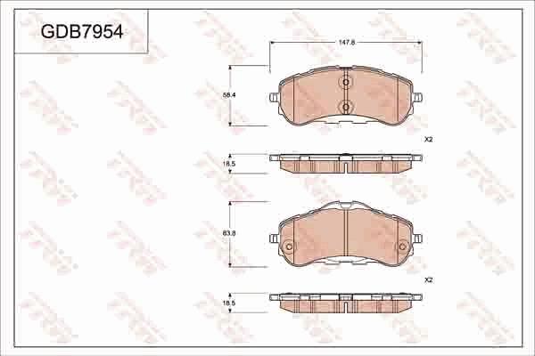 TRW GDB7954 - Тормозные колодки, дисковые, комплект autospares.lv