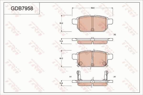 TRW GDB7958 - Тормозные колодки, дисковые, комплект autospares.lv