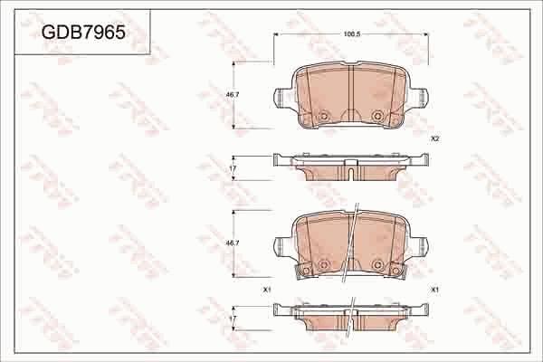 TRW GDB7965 - Тормозные колодки, дисковые, комплект autospares.lv