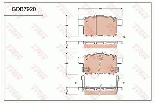 TRW GDB7920AT - Тормозные колодки, дисковые, комплект autospares.lv