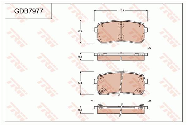 TRW GDB7977 - Тормозные колодки, дисковые, комплект autospares.lv