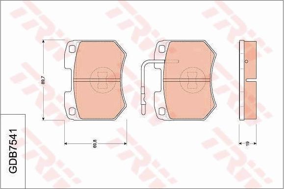 TRW GDB7541 - Тормозные колодки, дисковые, комплект autospares.lv