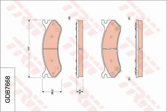 TRW GDB7668 - Тормозные колодки, дисковые, комплект autospares.lv