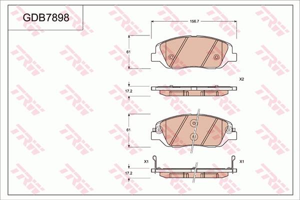 TRW GDB7898AT - Тормозные колодки, дисковые, комплект autospares.lv