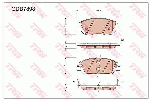 TRW GDB7898 - Тормозные колодки, дисковые, комплект autospares.lv