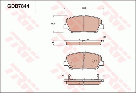 TRW GDB7844DT - Тормозные колодки, дисковые, комплект autospares.lv