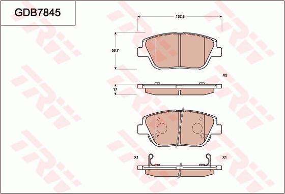 TRW GDB7845 - Тормозные колодки, дисковые, комплект autospares.lv