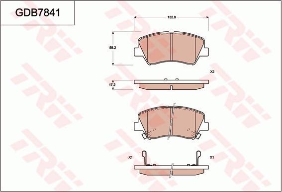 TRW GDB7841 - Тормозные колодки, дисковые, комплект autospares.lv