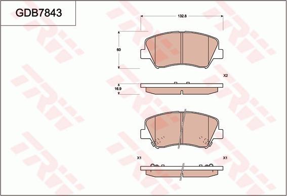 TRW GDB7843 - Тормозные колодки, дисковые, комплект autospares.lv