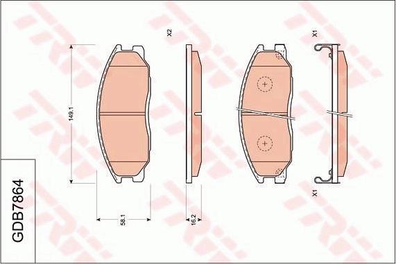 TRW GDB7864 - Тормозные колодки, дисковые, комплект autospares.lv