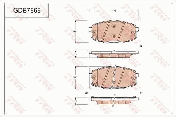 TRW GDB7868 - Тормозные колодки, дисковые, комплект autospares.lv