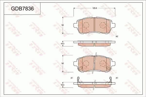 TRW GDB7836AT - Тормозные колодки, дисковые, комплект autospares.lv