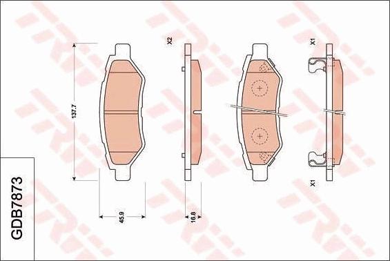 TRW GDB7873DT - Тормозные колодки, дисковые, комплект autospares.lv