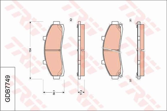 TRW GDB7749 - Тормозные колодки, дисковые, комплект autospares.lv