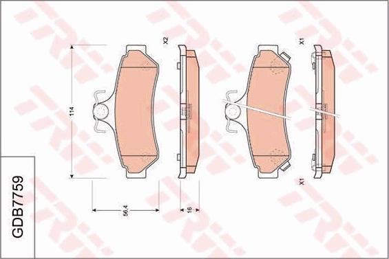 TRW GDB7759DT - Тормозные колодки, дисковые, комплект autospares.lv